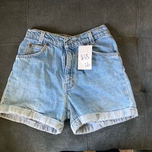 High-rise denim mom shorts